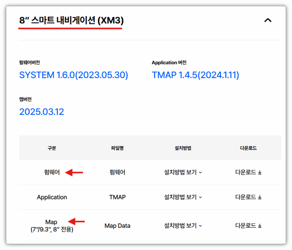 XM3 내비게이션 업데이트 방법 안내