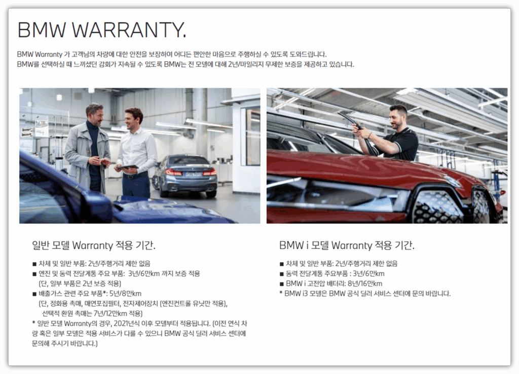 BMW i4 보증 정책
